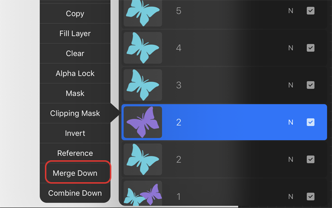 Merge down butterfly layer