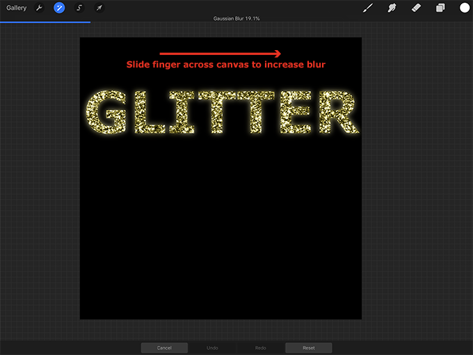 Increase glitter text glow