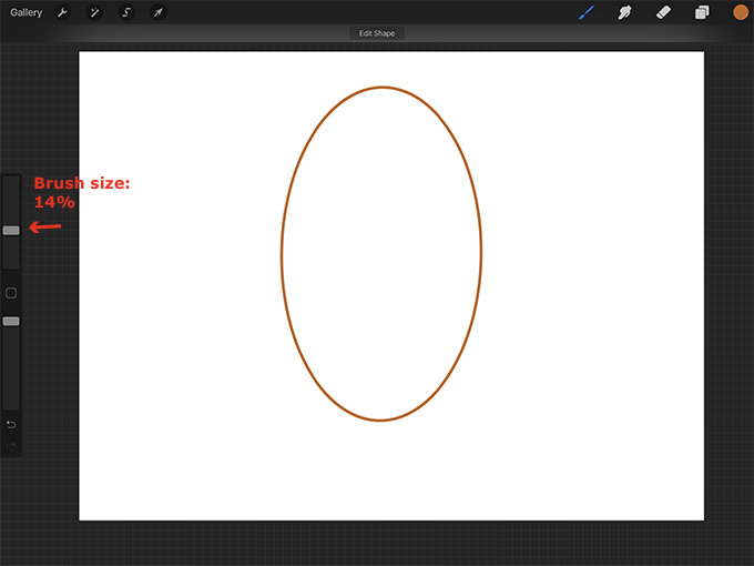 Draw a vertical oval