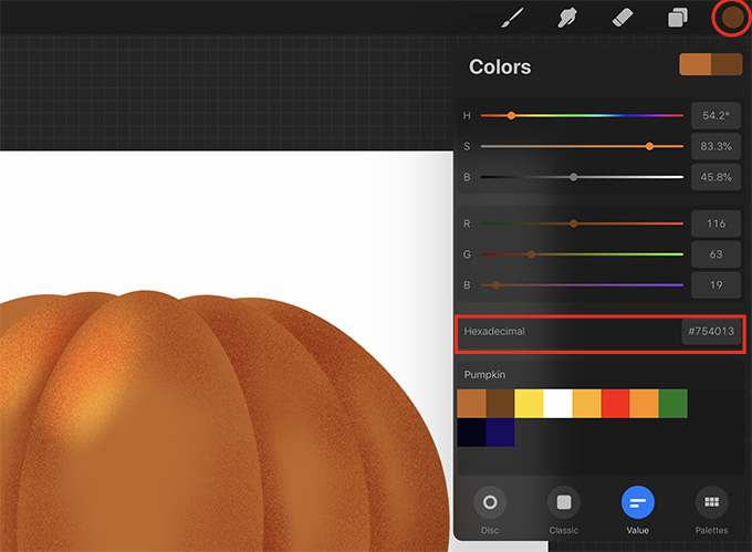 Get a brown color to draw the pumpkin stem