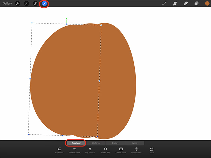 Tap freeform and move and resize the third oval