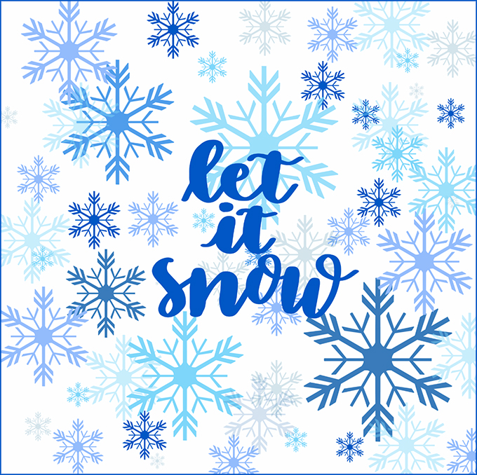 Let It Snow with snowflake stamp brush