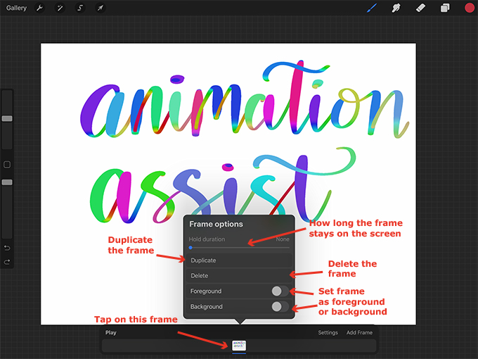 Animation Assist frame options