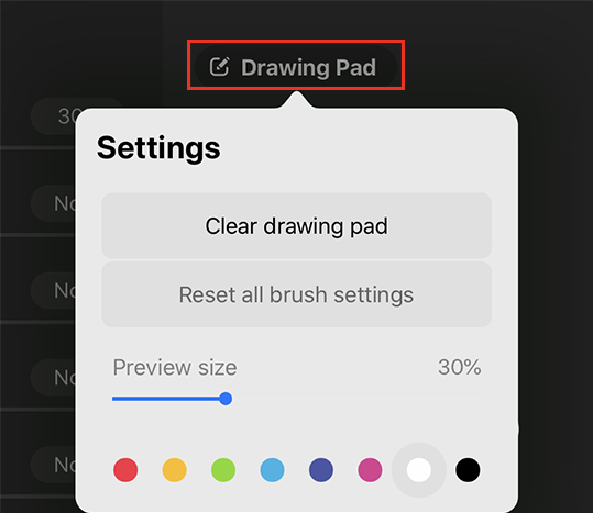Drawing pad settings Procreate 5