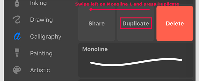 Duplicate Monoline 1 brush