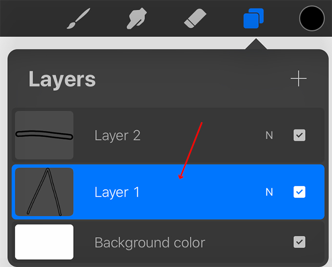 Tap on Layer 1 to save selection